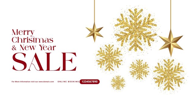 Elegante feliz Natal feliz ano novo design festivo com flocos de neve e estrelas em estilo moderno