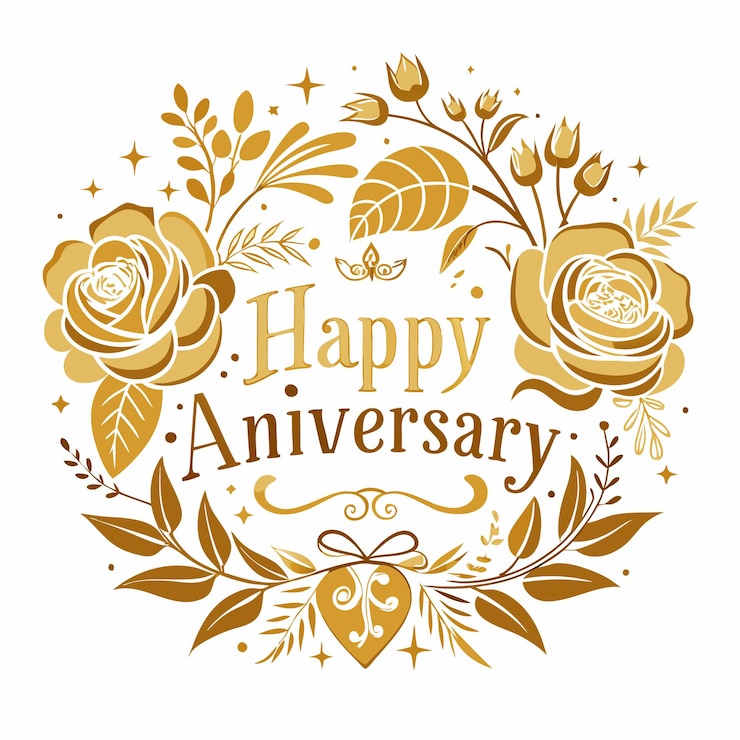 Vetor elegante floral dourado desenho vector de feliz aniversário com rosas