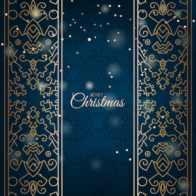 Elegante fundo azul de natal com ornamento dourado brilhante