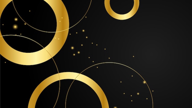 Elegante fundo de design abstrato preto e dourado de luxo com círculos