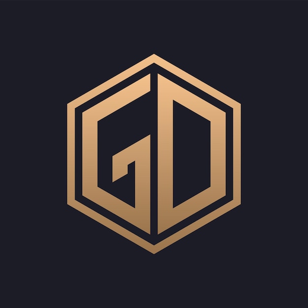 Elegante Hexágono Letra GD Logo Design Inicial Luxuoso GD Logo Template