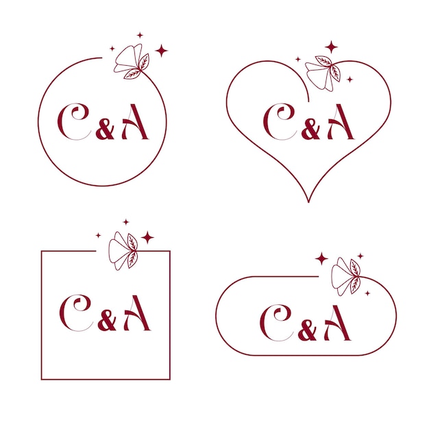 Elegante letra c e um monograma de casamento
