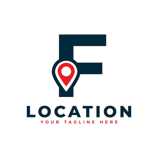 Elegante letra f geotag ou símbolo de localização logotipo vermelho