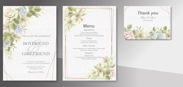 Elegante lindo floral e convite de casamento