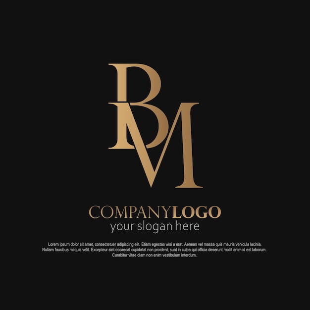 Elegante logotipo BM monograma dourado