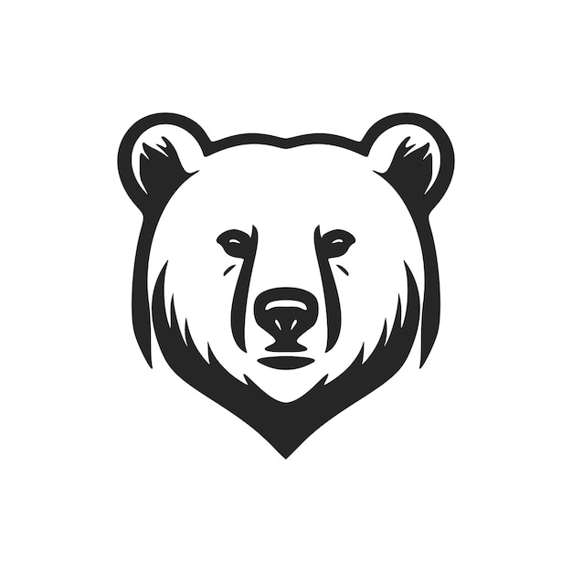 Elegante logotipo de vetor de emblema de urso preto e branco