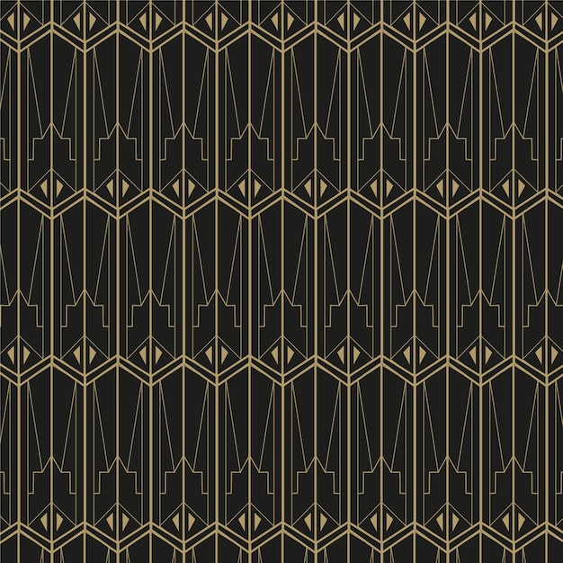Elegante padrão geométrico art déco em ouro
