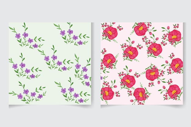 Elegante padrão sem costura floral aquarela com lindas flores e folhas desenhadas à mão