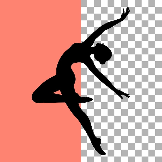 Elegante silhueta preta de uma dançarina posando graciosamente em um movimento de dança