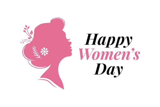 Elegante tipografia do Dia da Mulher com silhueta rosa feminina desenhos de cartões de saudação do Dia das Mulheres