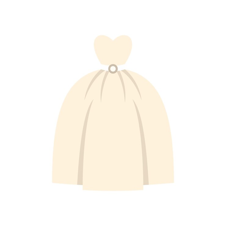 Vetor elegante vestido de noiva branco com uma parte superior em forma de coração esperando para ser usado pela noiva em seu dia especial