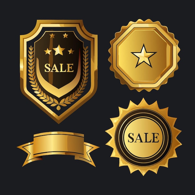 Elegantes Insígnias e Emblemas de Ouro Colecção Vector Premium