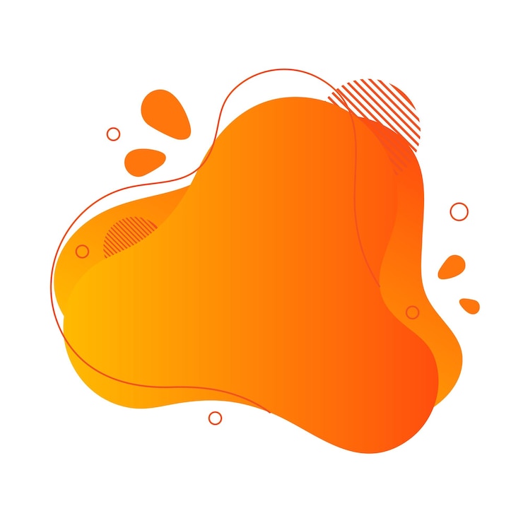 Vetor elemento abstrato de design fluido. plano de fundo minimalista para texto. banner de bolha ondulada, pôster clipart com linhas, pontos. forma plana laranja líquida gradiente. ilustração de cor geométrica. vetor isolado