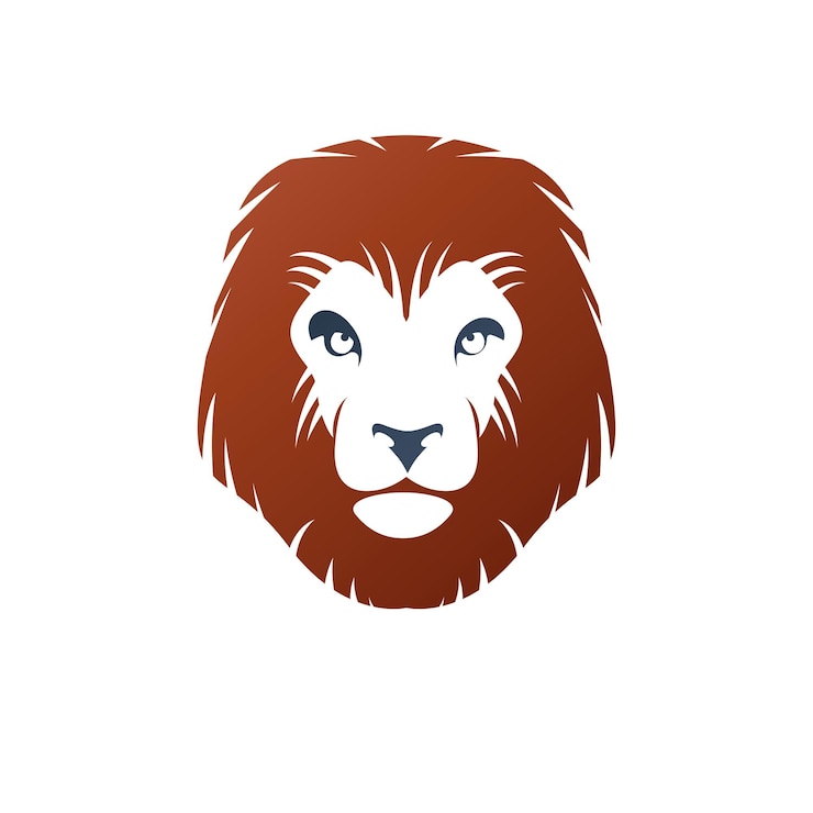 Vetor elemento animal heráldico de cara de leão. ilustração em vetor heráldico brasão logotipo decorativo isolado.