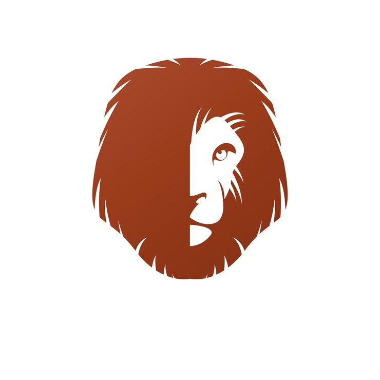 Vetor elemento animal heráldico de cara de leão. ilustração em vetor heráldico brasão logotipo decorativo isolado.