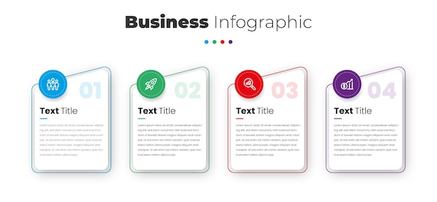 Elemento de 4 etapas de infográfico de negócios com diagrama gráfico