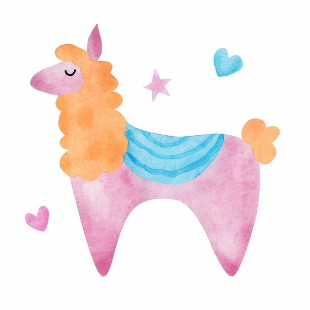 Elemento de aquarela de alpaca