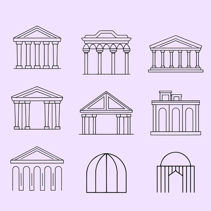 Elemento de arquitetura único Vector de arte de linha de arquitetura criativa