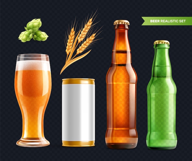 Elemento de cerveja realista em fundo transparente