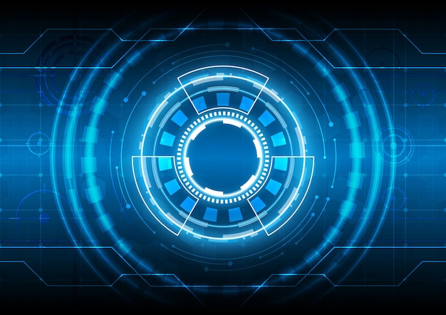 Elemento de círculo HUD brilhante SciFi futurista Fundo abstrato hitech Partícula de holograma da interface de exibição headup Tecnologia de realidade virtual do engenheiro de computação Espaço e espaço reservado