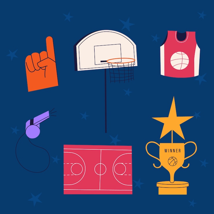 Vetor elemento de coleção de basquetebol