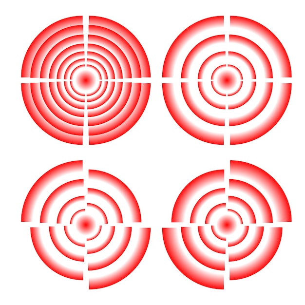 Vetor elemento de design anel vermelho de vetor de ícone isolado símbolo do círculo alvo tiro bem-sucedido ilustração vetorial eps10 para apresentação logotipo moderno plano concêntrico em fundo branco para objetivo de alvo de dardos