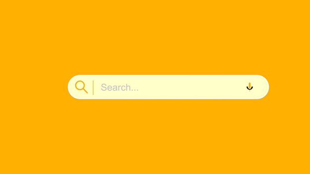 Elemento de design da barra de pesquisa em fundo amarelo com modelo de vetor de design de ícone de voz