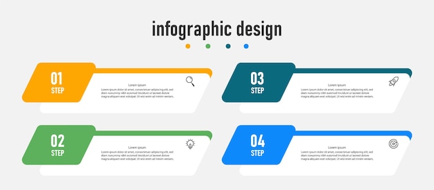 Elemento de design de cronograma infográfico de passos profissionais criativos vetor premium