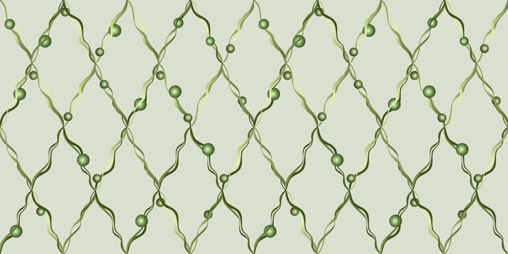 Vetor elemento de design de grade de rombo de geometria abstrata elemento de planta verde suave de fantasia em fundo verde