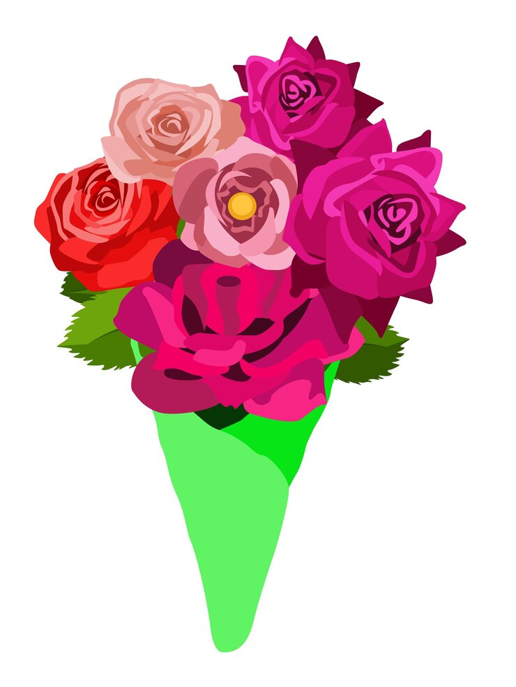 Vetor elemento de design de ilustração vetorial de plantas de buquê de flores rosa linda rosa
