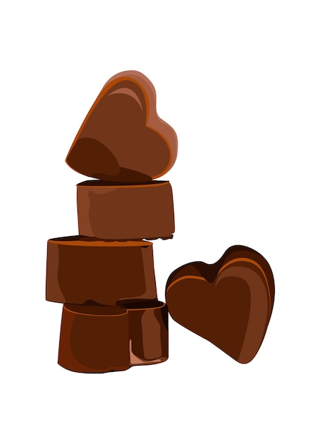 Elemento de design de ilustração vetorial de sobremesas de chocolate de forma de amor