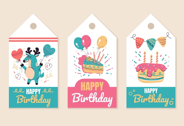 Vetor elemento de design de impressão de etiqueta de evento de festa de feliz aniversário