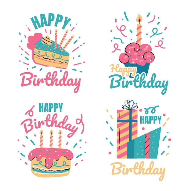 Elemento de design de impressão de etiqueta de evento de festa de feliz aniversário