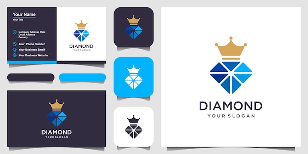 Elemento de design de logotipo de ícone de diamante rei. design de cartão de visita