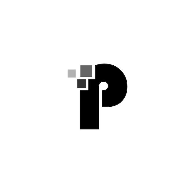 Elemento de design de logotipo de pixel letra p