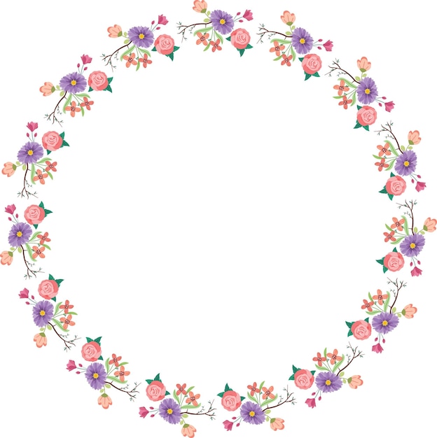 Vetor elemento de design de moldura floral decorativa ilustração digital