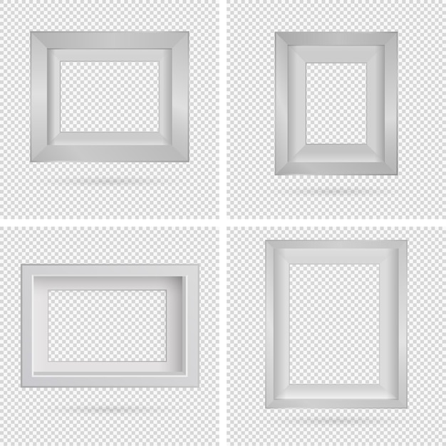 Elemento de design de moldura retangular de apresentação com sombra em fundo transparente Parede de banner de placa 3D em ilustração vetorial em branco limpa isolada EPS 10 para texto de imagem de foto