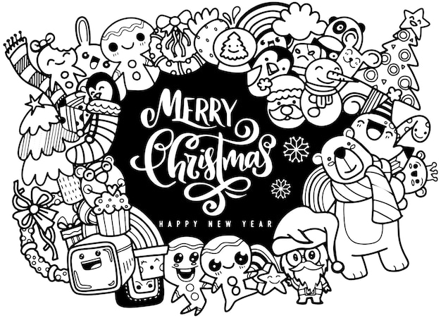 Elemento de design de natal em estilo doodle