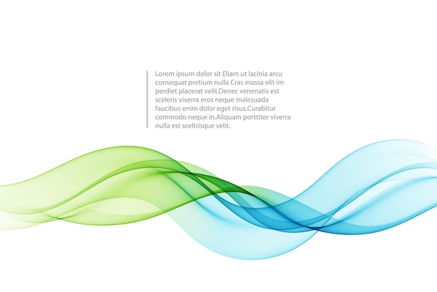 Vetor elemento de design de onda azul e verde sobre fundo branco linhas transparentes abstraem a forma de onda
