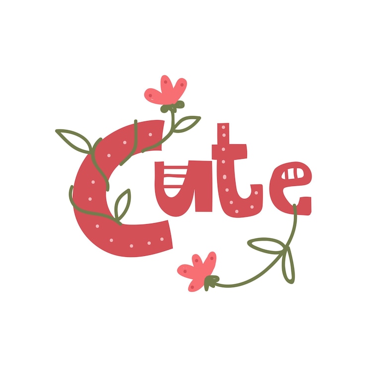 Vetor elemento de design girlish fofo com citação inspiradora pode ser usado para rótulo de crachá de cartão de saudação