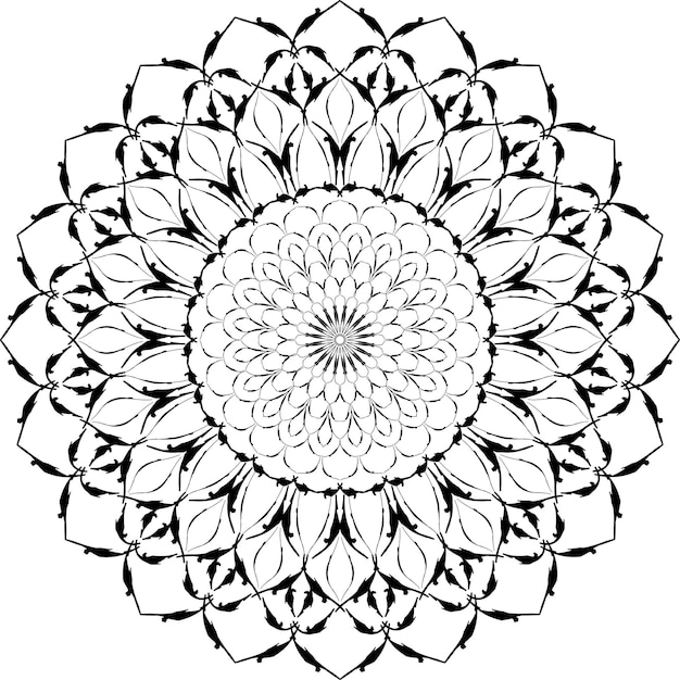 Elemento de design gráfico de mandala de doodle abstrato página de livro para colorir