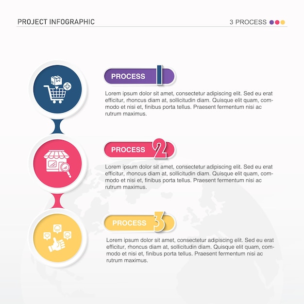 Elemento de design infográfico e ícones de compras on-line conceito de negócios com 3 etapas