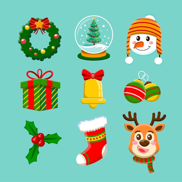 Elemento de design plano de Natal em fundo azul