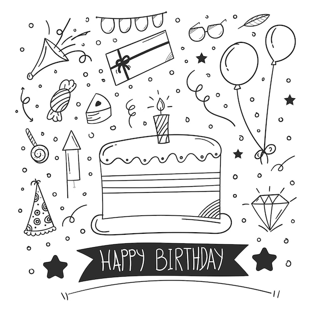 Elemento de doodle de aniversário
