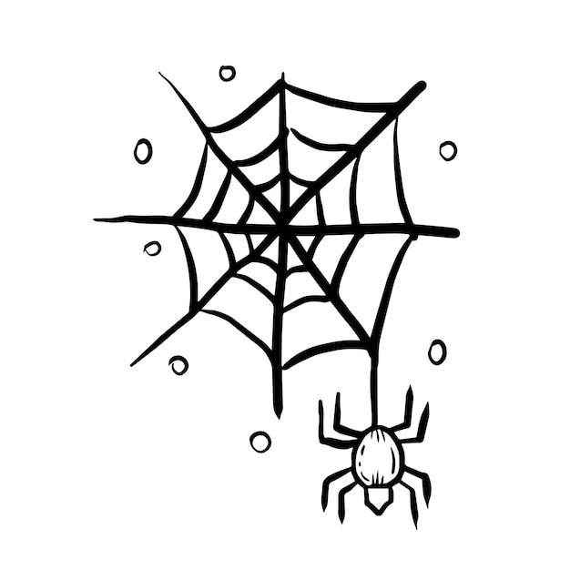 Elemento de doodle de teia de aranha de halloween