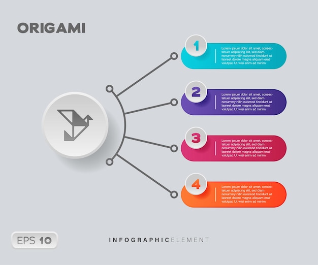 Elemento de elemento infográfico de origami