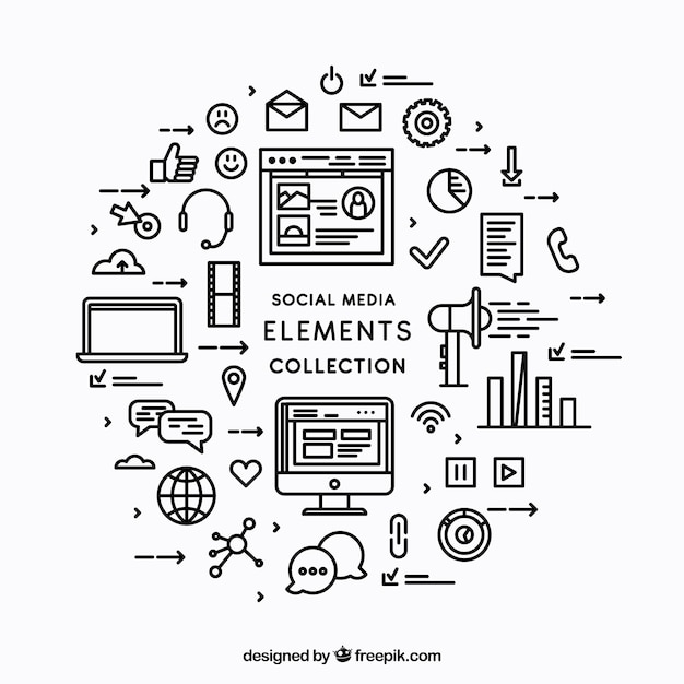 Elemento de elementos da mídia social