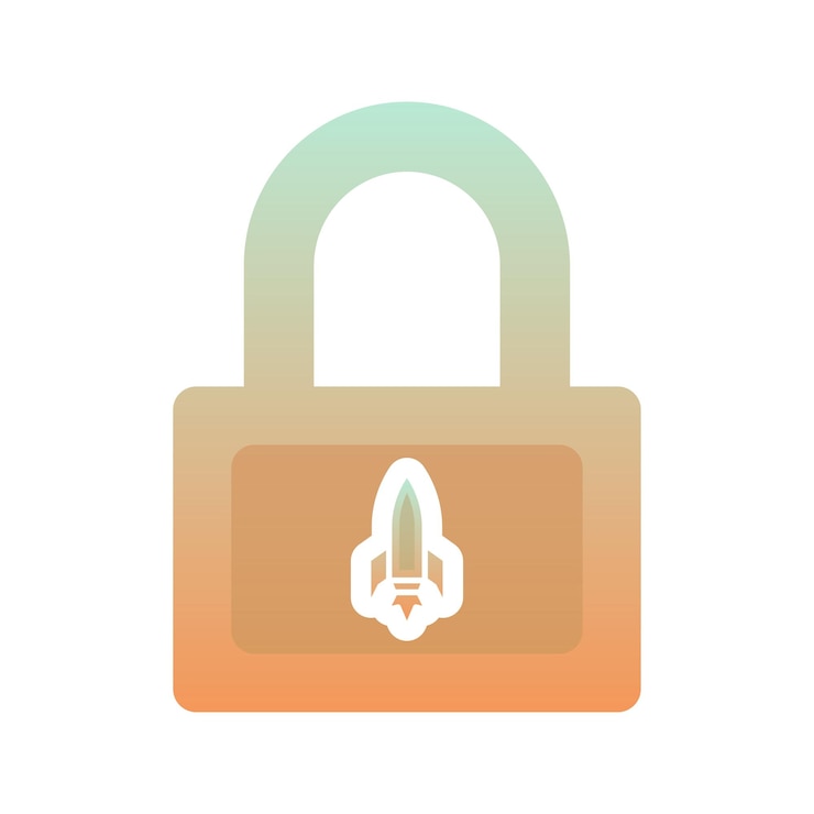 Vetor elemento de ícone de modelo de design gradiente de logotipo de bloqueio de foguete
