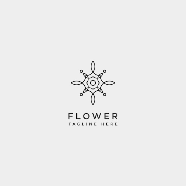 Elemento de ícone de vetor de modelo de logotipo simples flor floral linha beleza premium