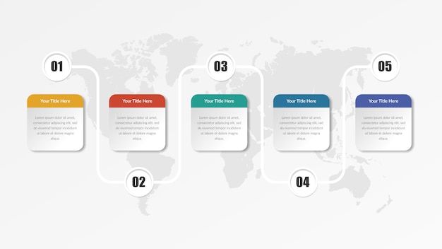 Elemento de infográfico colorido de cinco pontos estratégia de negócios